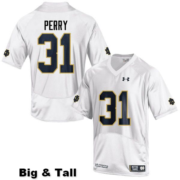 Men's NCAA Notre Dame Fighting Irish #31 Spencer Perry Stitched College Under Armour Authentic White Big & Tall Football Jersey UJ10Y56TP